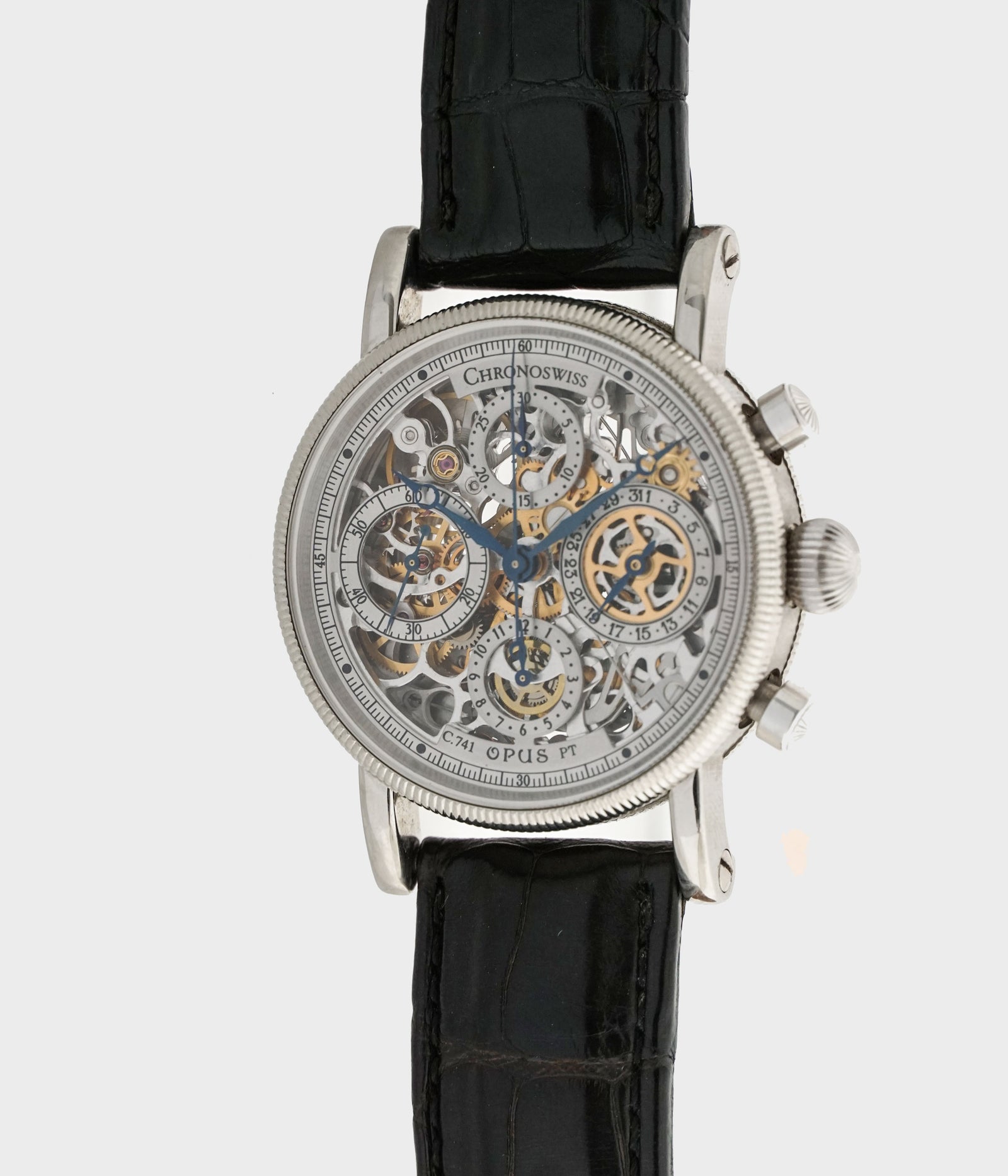 価格変更　ヴィンテージ　彫刻 「BODY&SOUL」オースティン・プロダクション Chronoswiss Opus Skeleton Chronograph Platinum – Collectors Time